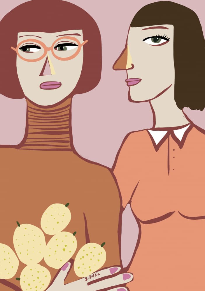 Stylish Women With Fruit by Sharyn Bursic — canvas wall art