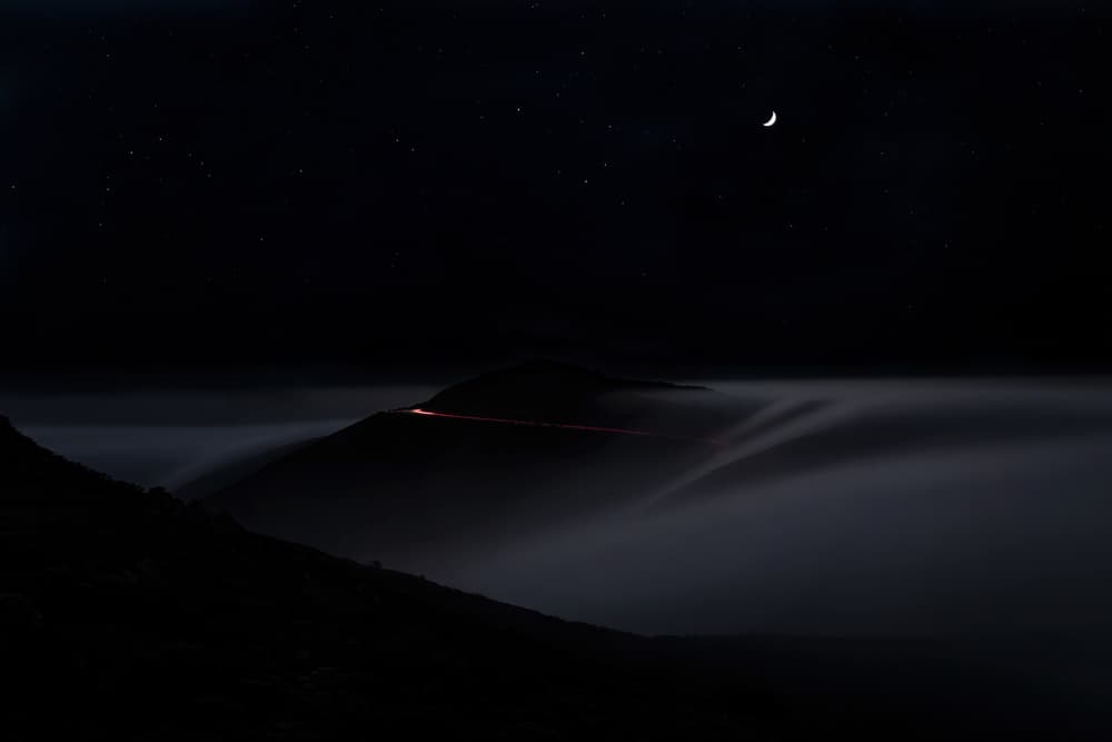 Misty Night Mountain Road by Chuanxu Ren — canvas wall art