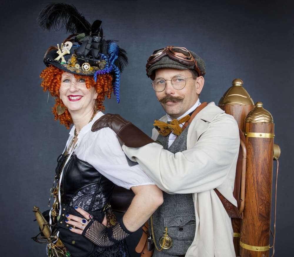 Happy Steampunk Couple by Daniel Springgay — canvas wall art