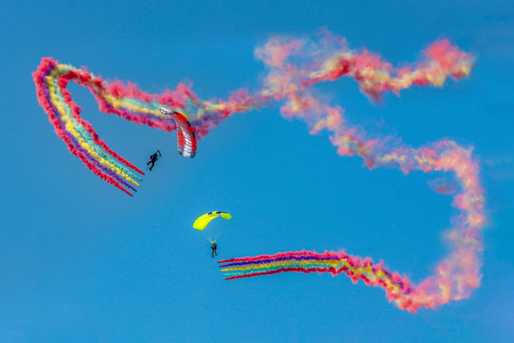Vibrant Skydiving Performance by Shin Woo Ryu — canvas wall art