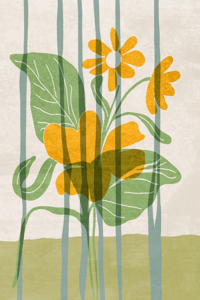 Modern Floral Stripes by casa cartissi — canvas wall art