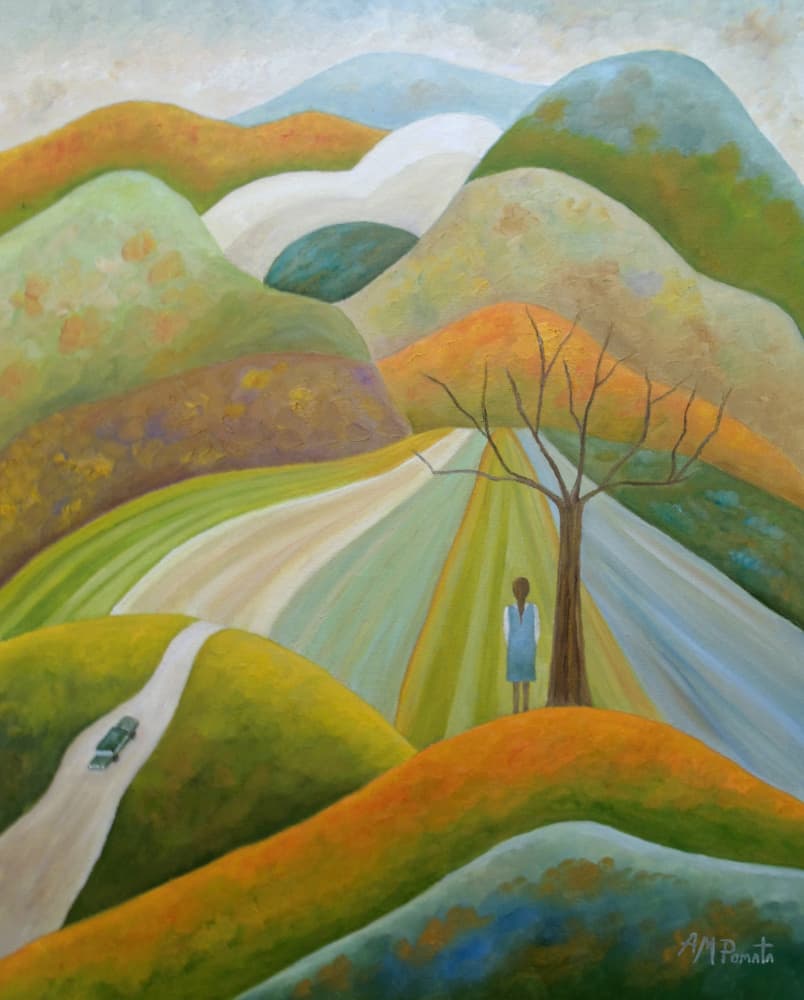Girl in Autumn Landscape by Angeles M. Pomata — canvas wall art