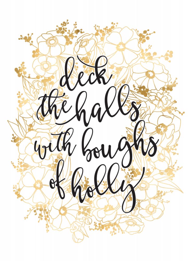 Deck The Halls Golden Wreath by Rosana Laiz Blursbyai — canvas wall art