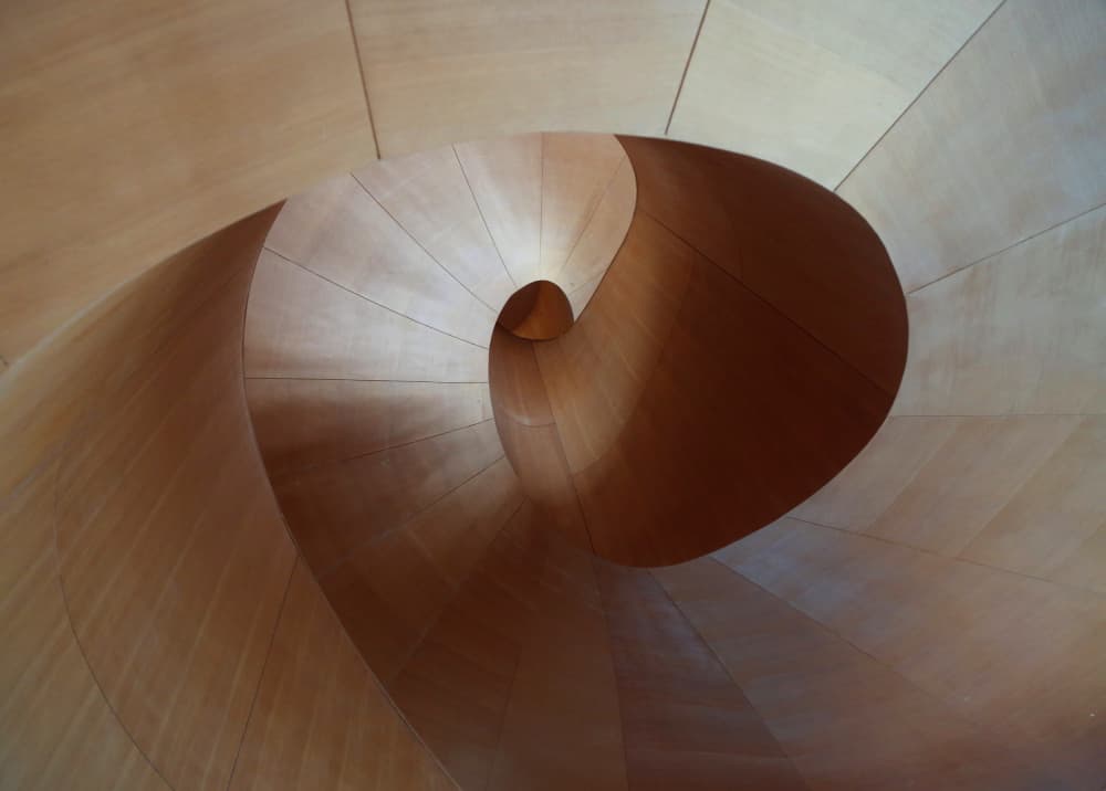 Wooden Spiral Staircase by Ivan Huang — canvas wall art