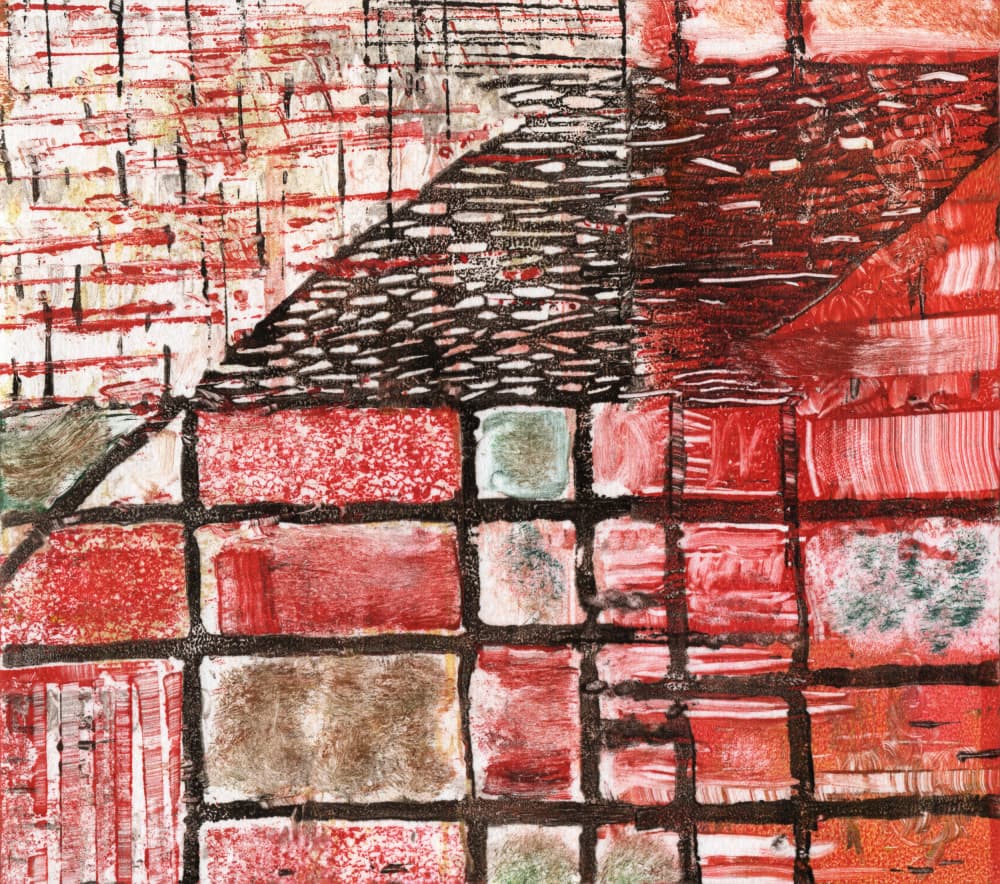 Red Urban Grid by Susan Smereka — canvas wall art