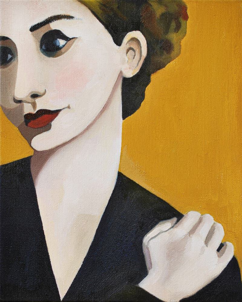 Elegant Woman Red Lips by Caroline Roberts — canvas wall art
