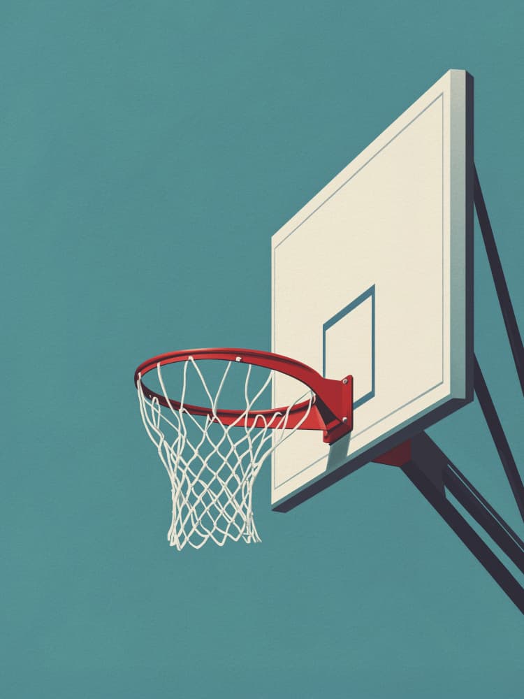 Teal Sky Basketball Hoop by Andreas Magnusson — canvas wall art