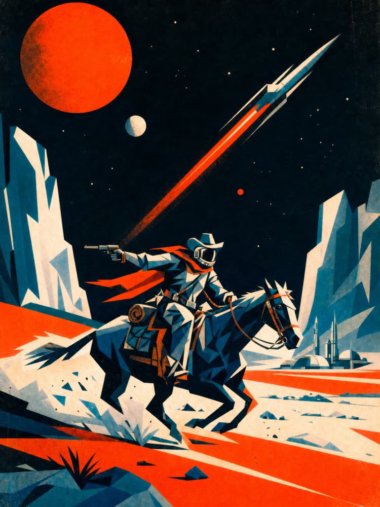 Space Cowboy Ride by Taudalpoi — canvas wall art