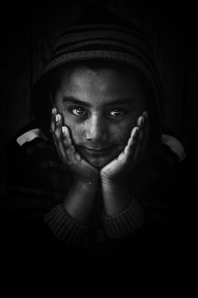 Hooded Child Gaze by Marco Tagliarino — canvas wall art