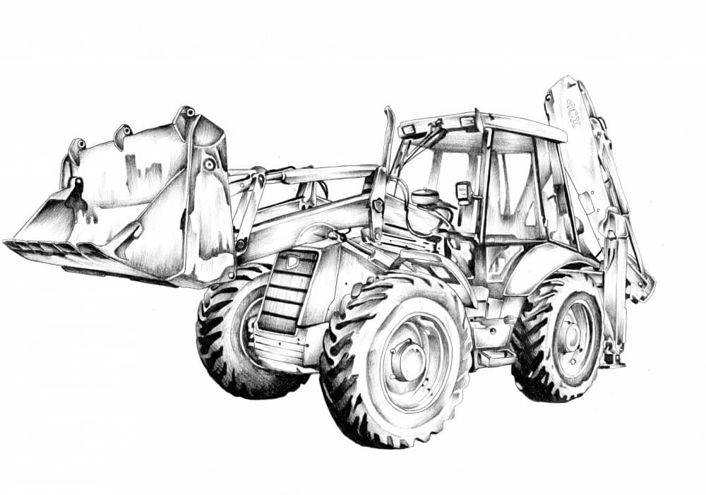 Detailed Backhoe Loader by Kulik — canvas wall art