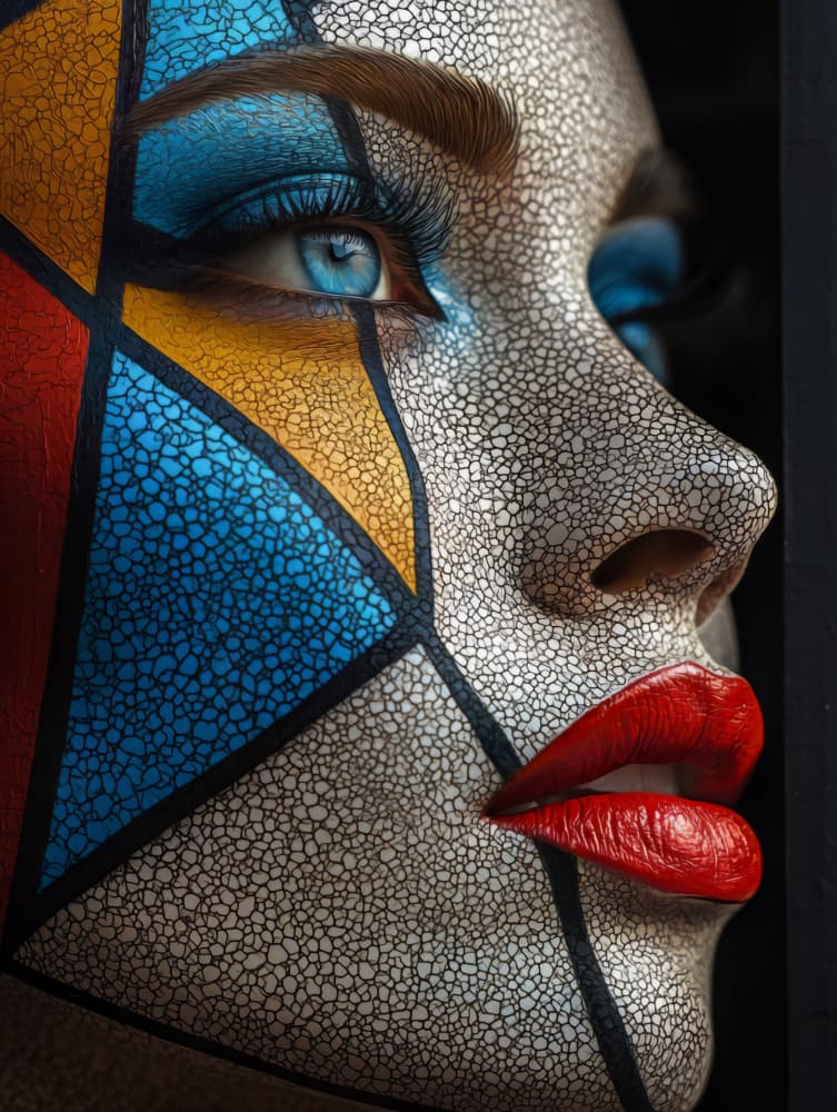Geometric Face Portrait by Bilge Paksoylu — canvas wall art
