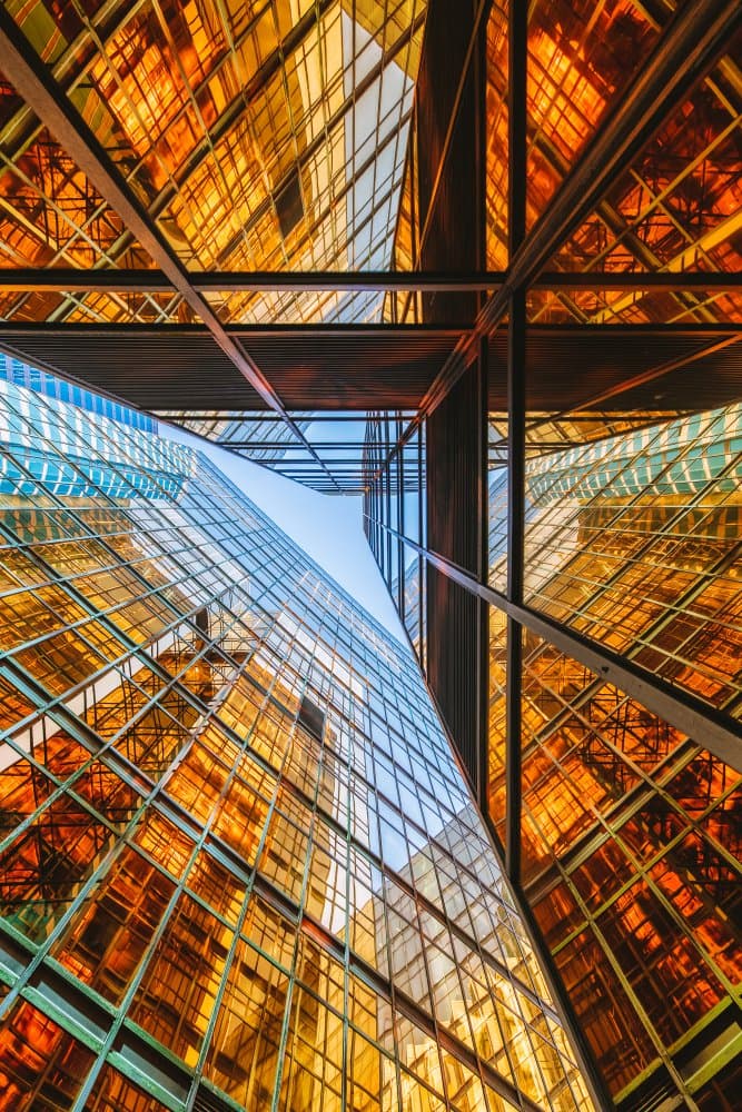 Golden Glass Reflections by Kevin Jiang — canvas wall art