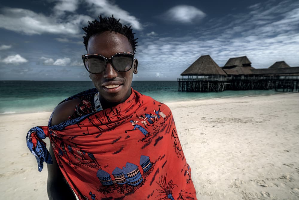 Smiling Man Tropical Beach by Waldemar Szmidt — canvas wall art