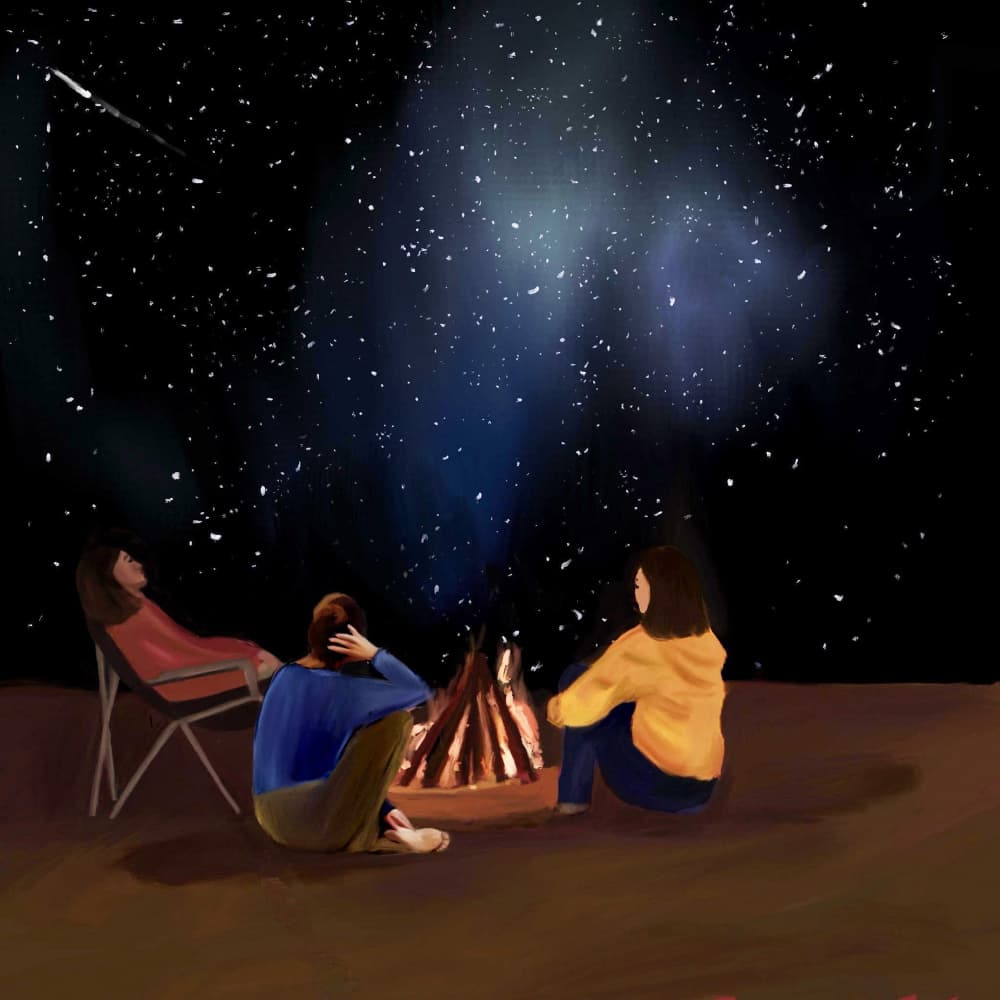 Starry Campfire Night by Osheensgallery — canvas wall art