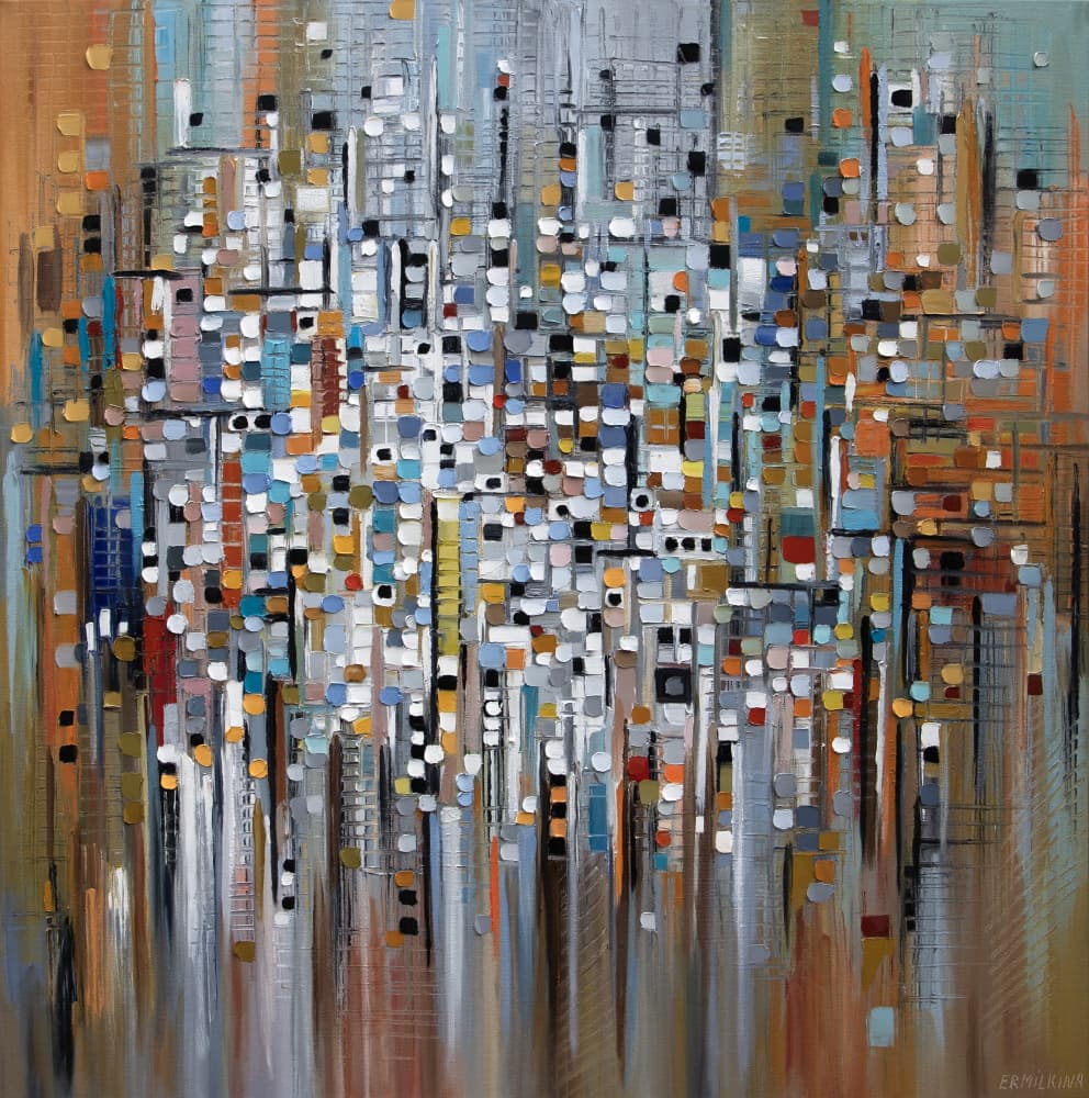 Vibrant Abstract City by Ekaterina Ermilkina — canvas wall art