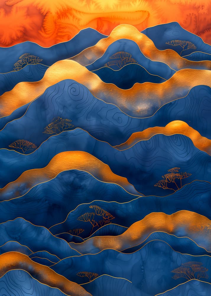 Serene Golden Mountains by Justyna Jaszke — canvas wall art