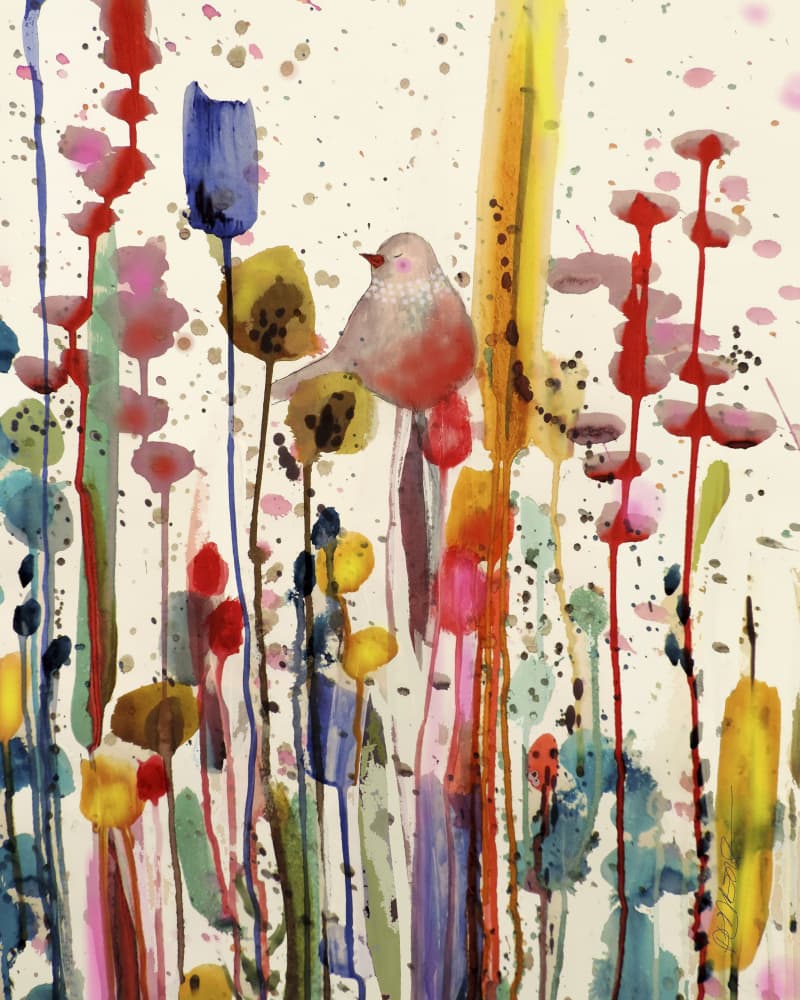 Whimsical Garden Bird by Sylvie Demers — canvas wall art