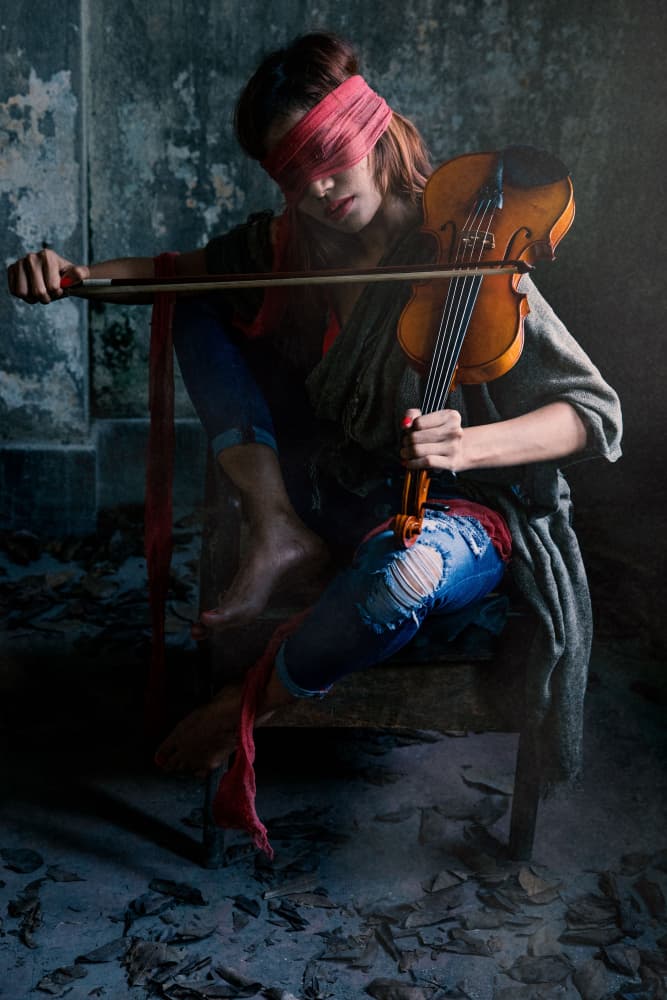 Blindfolded Violin Player by Srikanth Gumma — canvas wall art