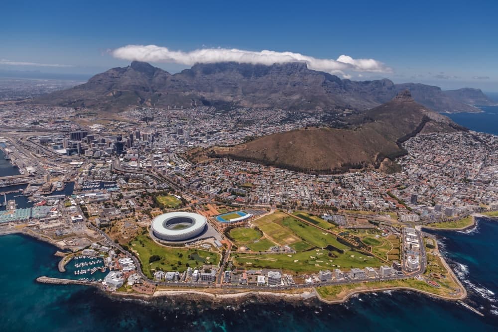 Cape Town City Aerial View by Michael Jurek — canvas wall art