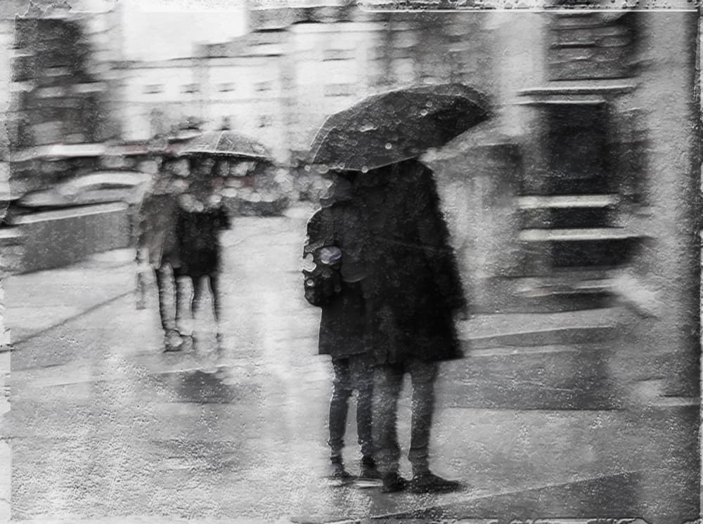 Rainy City Umbrellas by Amer Jassim — canvas wall art