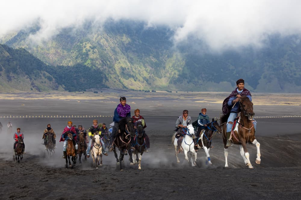 Mountain Horsemen Dusty Plain by Lisdiyanto Suhardjo — canvas wall art