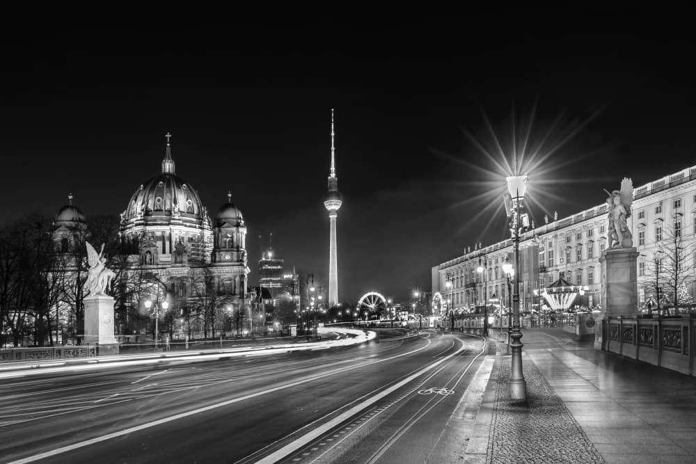 Berlin City Nightscape by Melanie Viola — canvas wall art