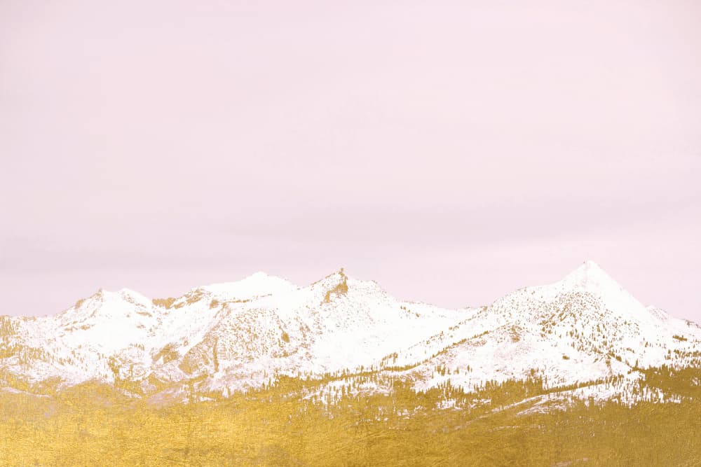 Golden Snowy Mountains by Gemma Bardot — canvas wall art