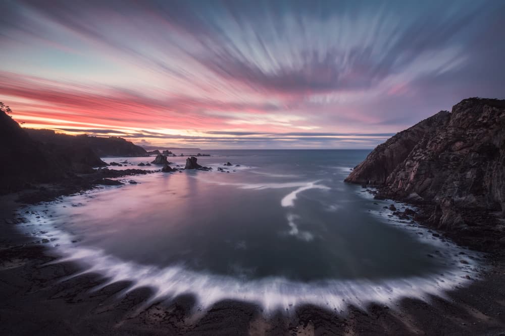 Vibrant Coastal Sunset Bay by Cesar Alvarez Osorio — canvas wall art