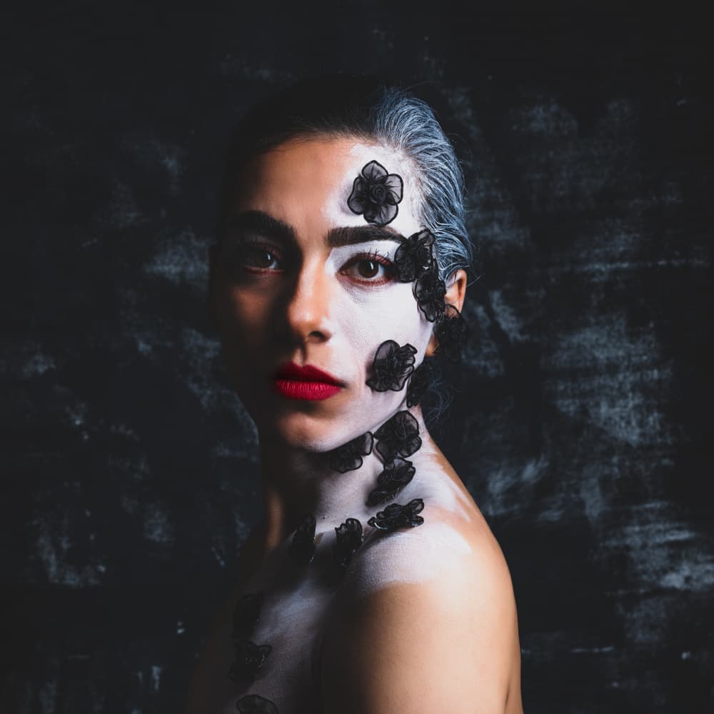 Dramatic Floral Portrait by Hooman Sedaghi — canvas wall art