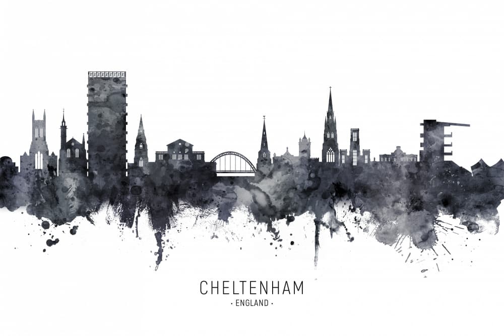 Cheltenham England Skyline by Michael Tompsett — canvas wall art