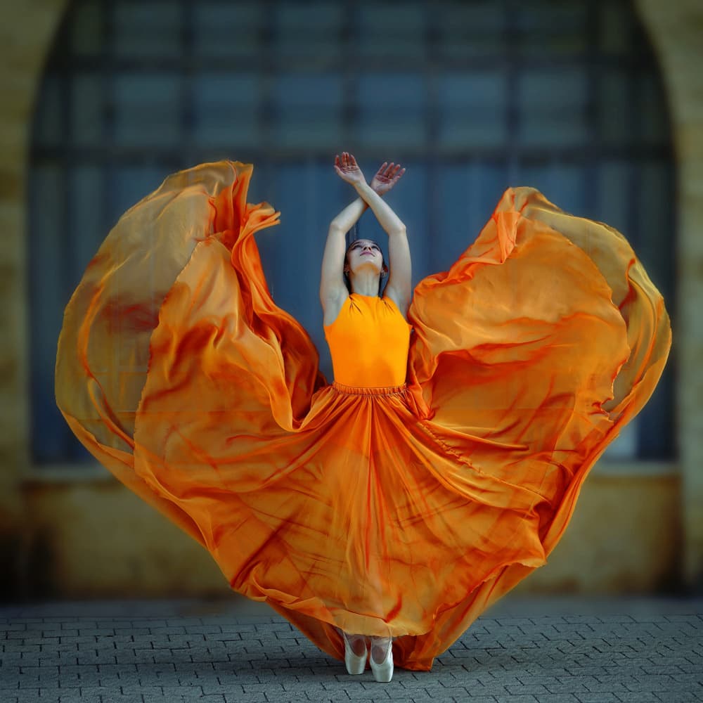 Vibrant Orange Dance by Itzik Rabinovitz — canvas wall art