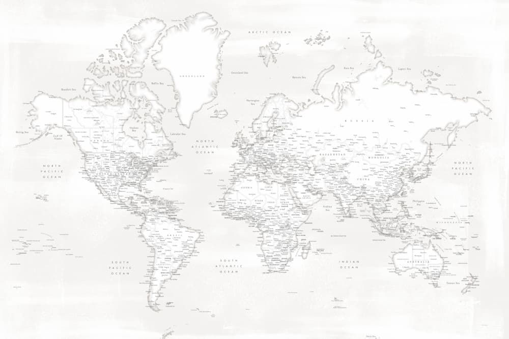 Minimalist World Map by Rosana Laiz Blursbyai — canvas wall art