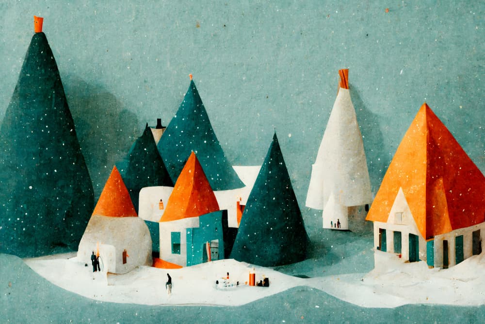 Cute Paper Village by Treechild — canvas wall art