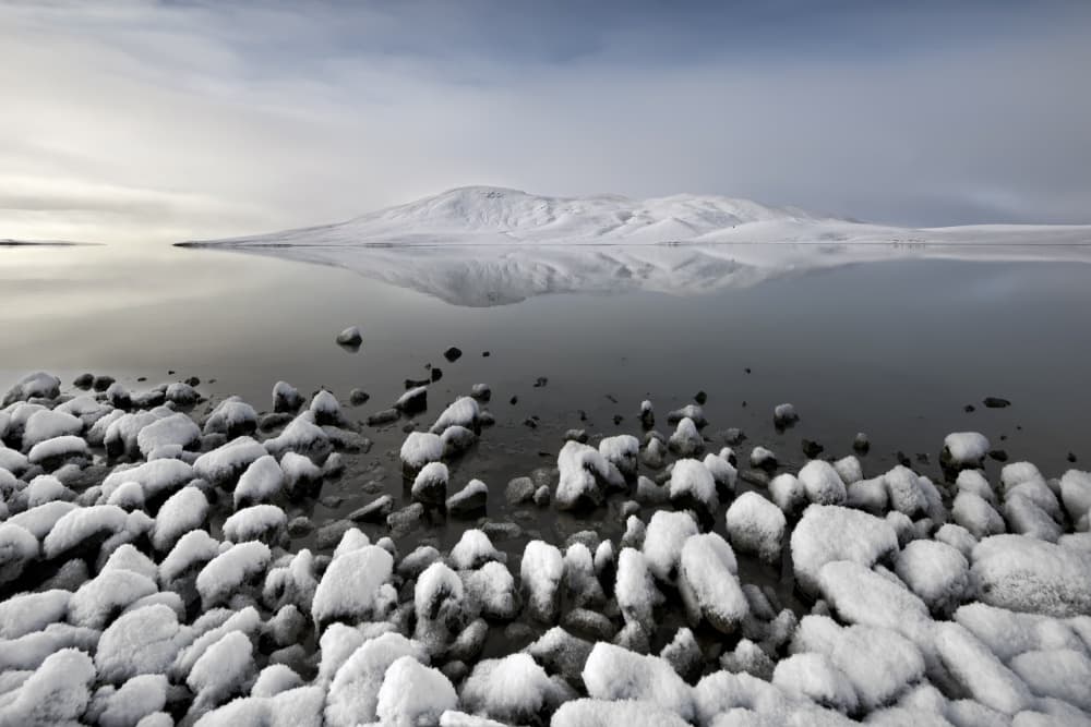 Tranquil Winter Lake by Liloni Luca — canvas wall art