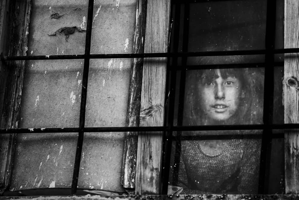 Pensive Girl Window by Ayhan Senbayrak — canvas wall art