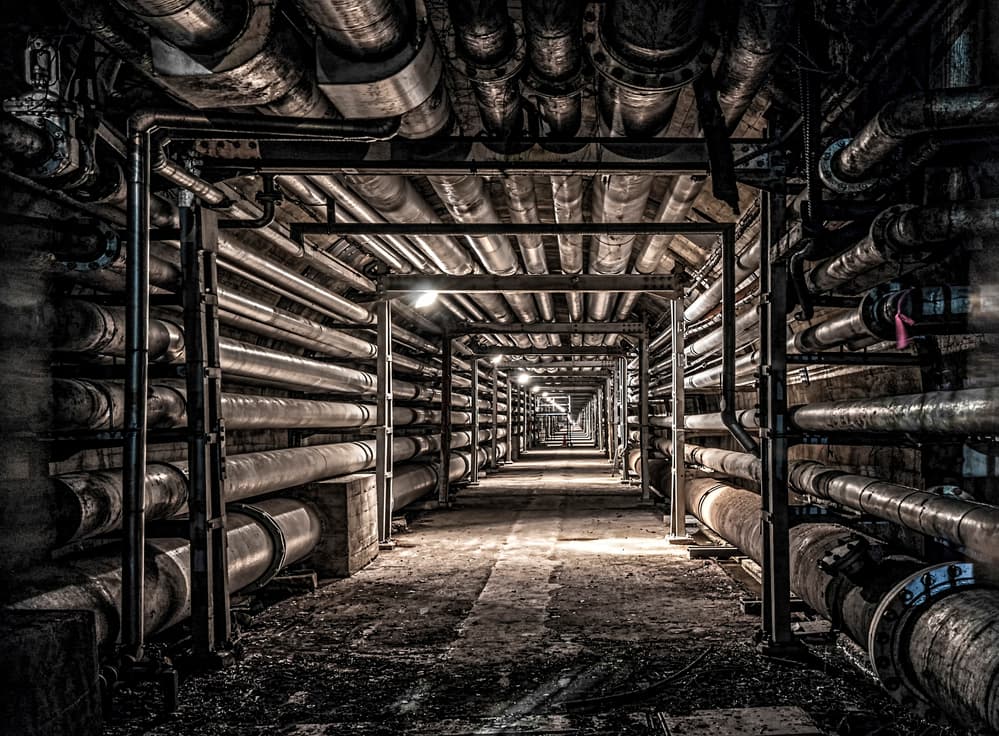 Deep Industrial Tunnel by Tomoshi Hara — canvas wall art
