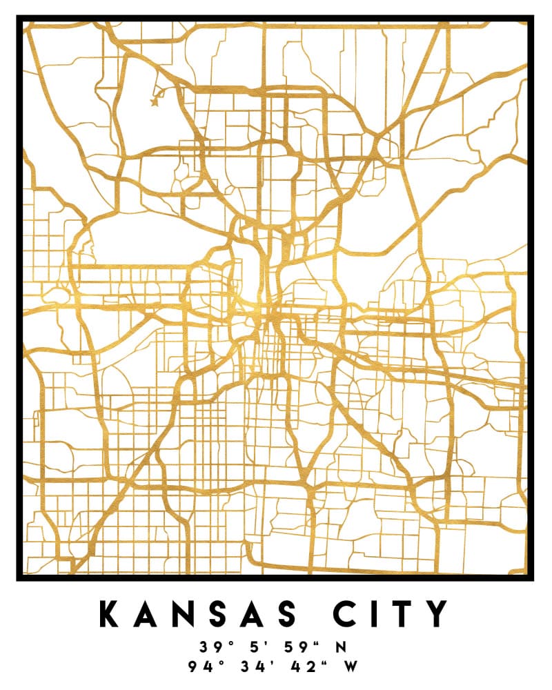 Kansas City Gold Map by Emiliano Deificus — canvas wall art
