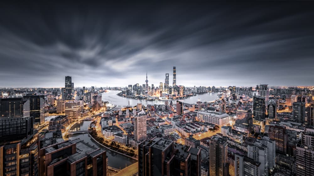 Shanghai Night Skyline by Ran Shen — canvas wall art