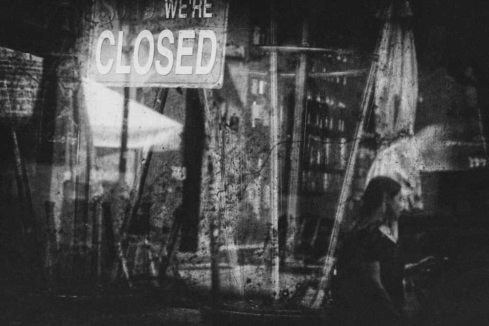 Closed Sign City Night by Vincenzo Pascale — canvas wall art