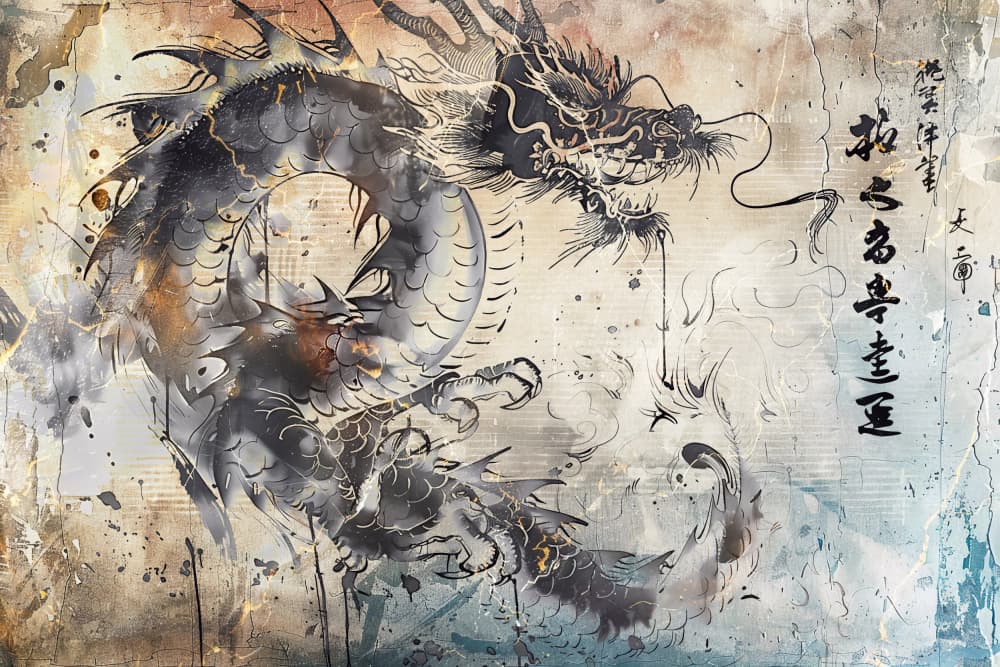 Mythical Asian Dragon by Rafal Kulik — canvas wall art