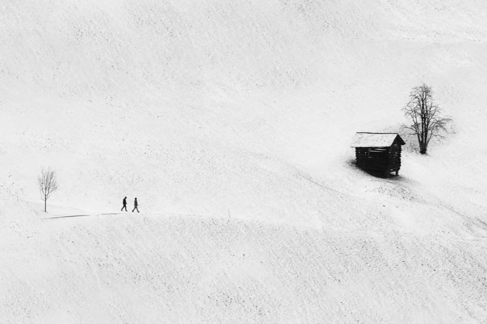 Winter Cabin Walk by Marchevca Bogdan — canvas wall art
