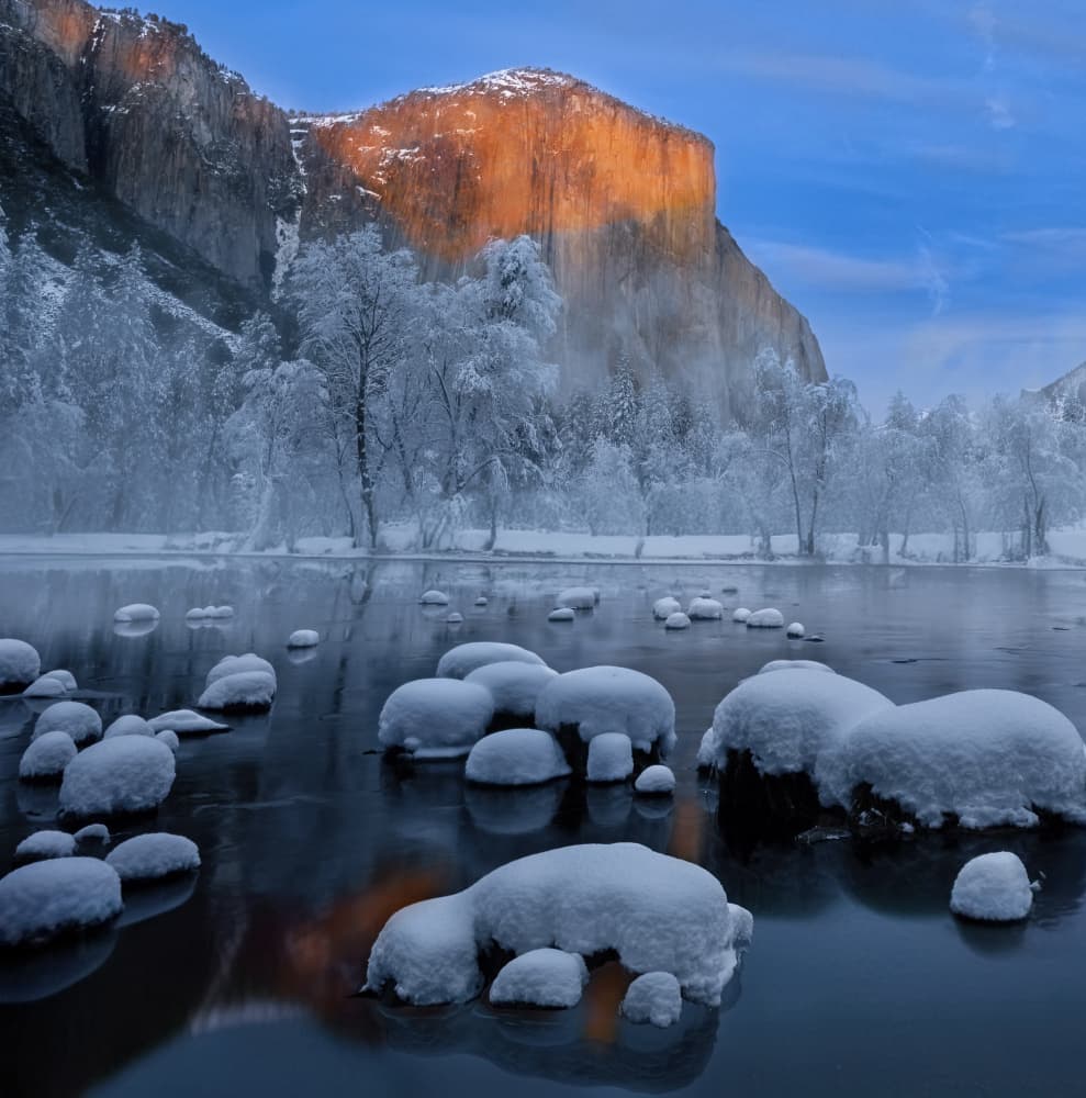Golden Winter River by NanZ — canvas wall art