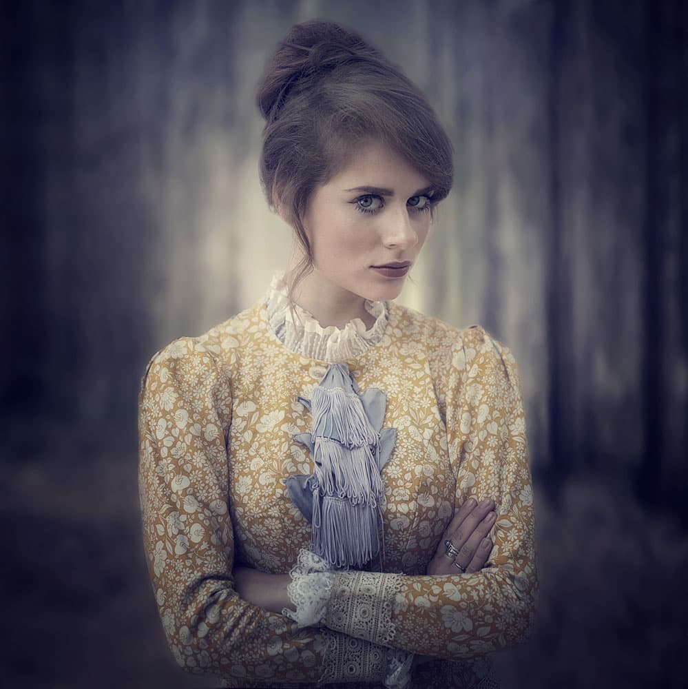 Mysterious Woman Forest Portrait by kenp — canvas wall art