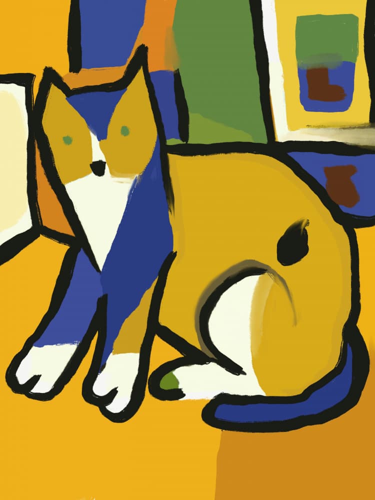 Modern Blue Cat by Little Dean — canvas wall art