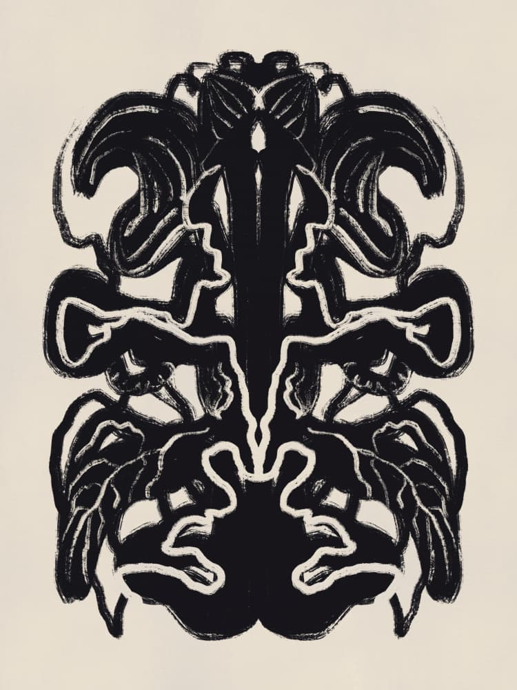 Symmetrical Inkblot Profiles by Little Dean — canvas wall art