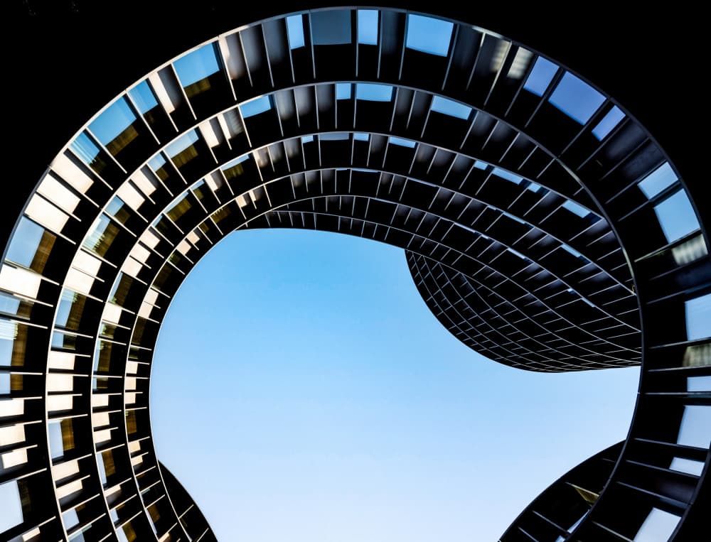 Skyward Architectural Curves by Linda Wride — canvas wall art