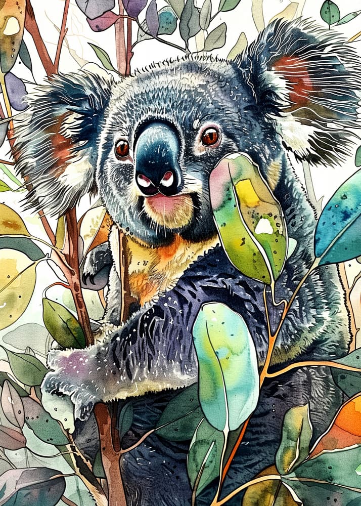 Charming Watercolor Koala by Justyna Jaszke — canvas wall art