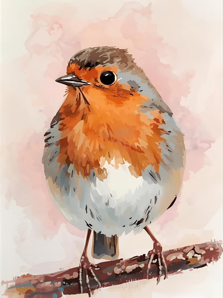 Charming Watercolor Robin by Ohkimiko — canvas wall art