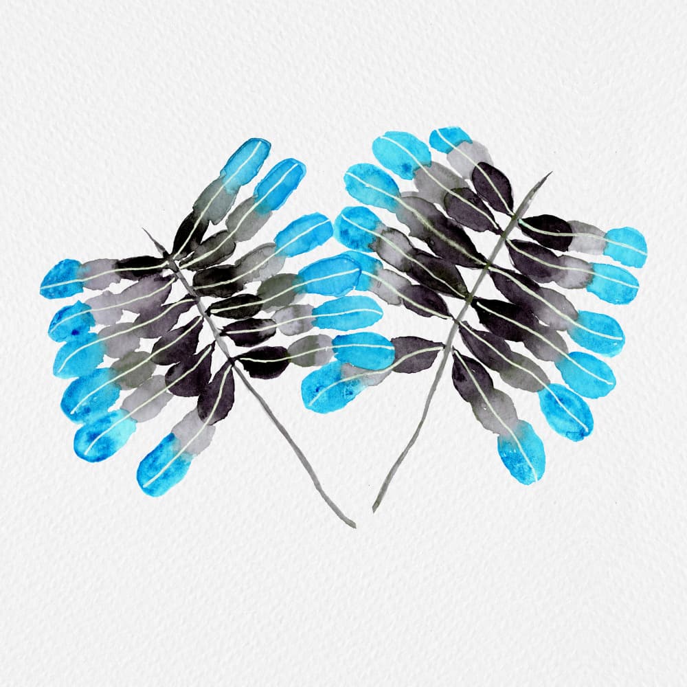 Modern Blue Grey Leaves by Michele Channell — canvas wall art