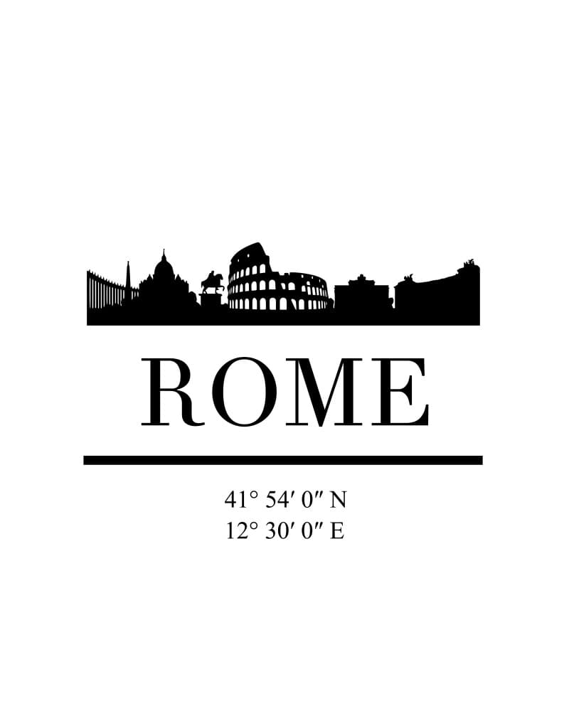 Rome Cityscape Coordinates by Emiliano Deificus — canvas wall art